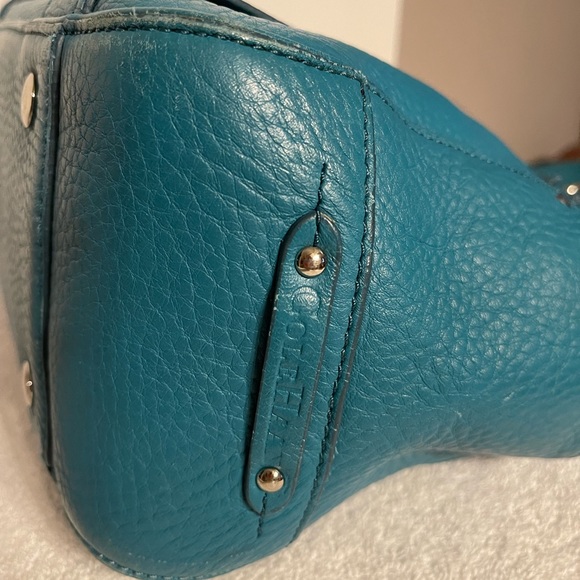 Teal Leather Cole Haan Village F05 Shoulder Bag Purse 15"W X 9"H X 5"D. - Picture 7 of 8